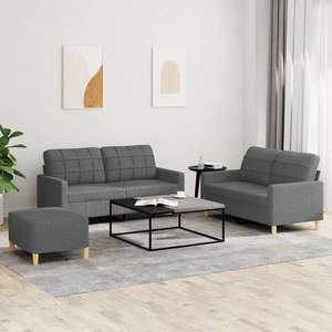 Conjunto de Sofá Moderno Rectangular Mediano en Tela Gris Oscuro para Sala de Estar - Product Image 1