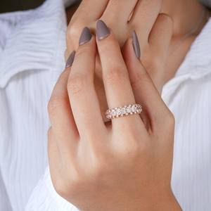 Elegante Anillo de Diamantes de Oro Rosa con Eternidad Completa para Mujer, Regalo de Boda, Compromiso, Aniversario, Joyería Fina de Lujo para Uso Diario - Product Image 4