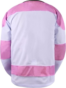 Custom Mesh Ice Hockey Jersey With Lace-up Neck - Blank Pink and White Sublimation Hockey Uniform for Men/Women, Practice & Game - Product Image 4