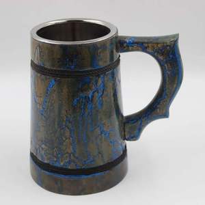 Solid Wooden Handmade Rustic Beer Mug with HANDGRIP <b>Reusable</b> & Eco-Friendly Dishwasher Safe - Product Image 6