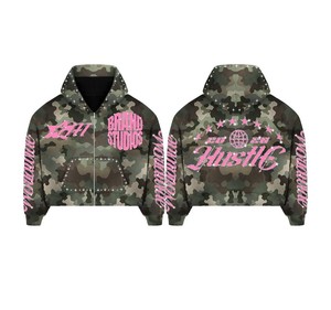 Survêtement à capuche personnalisé pour femme, style streetwear vintage, coupe ajustée, manches longues, fermeture éclair frontale, motif éclair, pantalon évasé, décontracté, OEM - Product Image 3