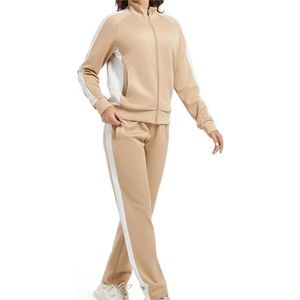 Conjunto Deportivo de 2 Piezas para Mujer, Transpirable, con Cuello Alto, Estampado, con Cierre Completo, Pantalones Ligeros para Correr y Hacer Ejercicio - Product Image 3
