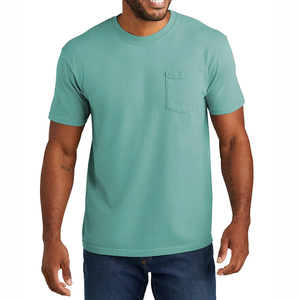 Camiseta de Manga Corta con Cuello Redondo para Hombre, Corte Regular, Color Sólido, Algodón Jersey, Estilo Casual, Ligera, 220g - Product Image 1