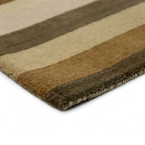 Tapis en laine DECORDEC marron beige et taupe, antidérapant, écologique, moderne, à rayures horizontales superposées, pour salon, chambre, hôtel - Product Image 5