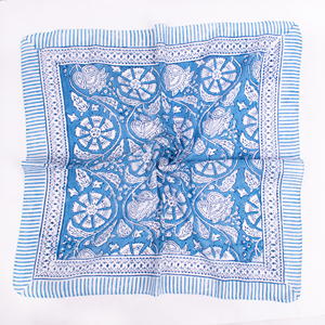 Blue Cotton Bandana Square Scarf With Paisley Pattern Casual 53x53cm Multifunctional Headwear For Spring And Summer - Product Image 6
