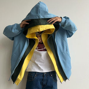 Meilleur sweat à capuche zippé triple couche en coton lourd pour homme, style streetwear personnalisé, idéal pour l'hiver - Product Image 2