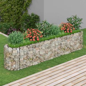Jardinières et bacs à fleurs rectangulaires durables en gabion de fer galvanisé sur pied - Product Image 1