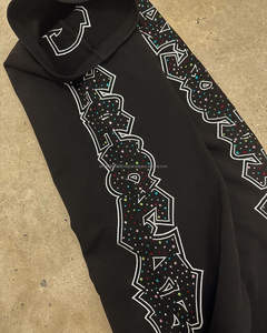 Pantalon de survêtement droit taille haute décontracté pour homme Pantalon de jogging 100% coton en polaire avec strass cristal Pantalon large noir - Product Image 5