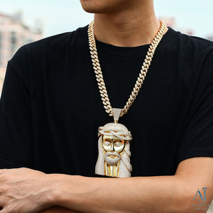 Collar con Colgante de Jesús Cristiano con Incrustaciones de Moissanita, Cadena de Latón Chapado en Oro Rosa, Joyería Hip Hop para Hombres y Mujeres - Product Image 5
