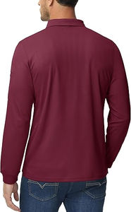 Camisetas Polo para Hombre, 3 Botones, Secado Rápido, Manga Larga, Camisetas Polo Tácticas, Jersey Pique, Camisa Táctica para Hombre - Product Image 3