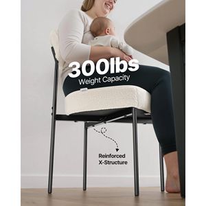 Set di 6 Sedie da Pranzo Mid-Century Modern in Bouclé, Sedie Laterali con Rivestimento in Sherpa, Salvaspazio per Tavolo da Pranzo - Product Image 5