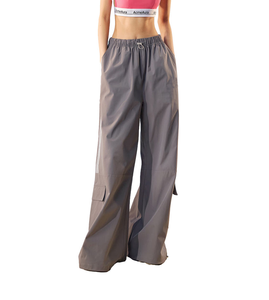 Pantalon de sport en nylon pour homme, taille élastique, coupe ample, coupe-vent, polaire, cargo, avec bande éponge, jogging, long, anti-plis - Product Image 4