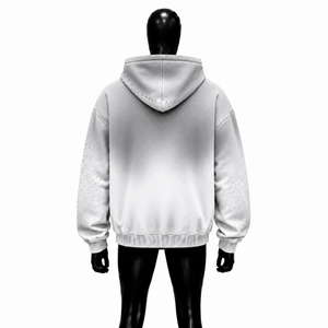 Sweat-shirt à capuche zippé dégradé argenté, coupe oversize, streetwear unisexe, veste à capuche premium ombrée, fermeture éclair intégrale, style vintage délavé urbain - Product Image 2