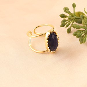 Wholesale Natural Gemstone Shape Oval 18k Gold Plated Brass Open Band <b>Adjustable</b> <b>Rings</b> Handmade Fashion Jewelry Popular Design - Product Image 4