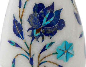 Portavelas de Mármol Makrana Premium de 5 Pulgadas, Hecho a Mano con Incrustaciones Mughal y Piedra Azul, Decoración de Lujo para el Hogar, Regalo de Boda, Venta al por Mayor - Product Image 4