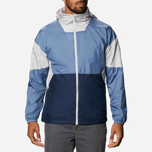 <b>Men's</b> Color Blocking Windbreaker <b>Jacket</b> Hooded Sporty Zipper Closure <b>Lightweight</b> Polyester Spring Outdoor Wear - Product Image 1