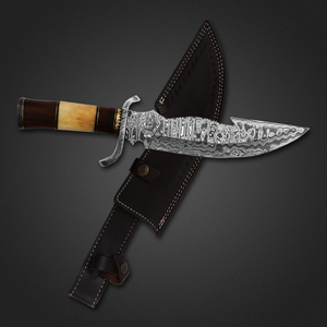 Handmade Stainless Steel Damascus Viking Camping Hunting <b>Knife</b> Fixed Wood <b>Bone</b> <b>Handle</b> 5mm Straight 3 Year Warranty DIY - Product Image 1