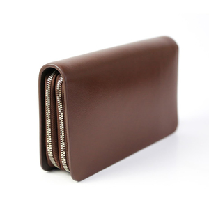 Leather Long <b>Wallet</b> Zipper Closure Brown Minimalist Design All Seasons Daily Use - Product Image 2