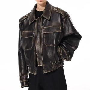 Blousons en cuir lavé personnalisés OEM 2026 pour hommes – Blousons de moto coupe-vent en cuir PU de haute qualité pour hommes - Product Image 5