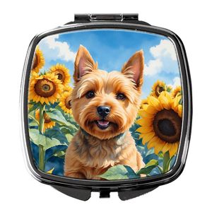 Norwich Terrier girasoles compacto viaje maquillaje espejo de mano plegable bolsillo espejo decorativo para mujeres y niñas regalo - Product Image 1