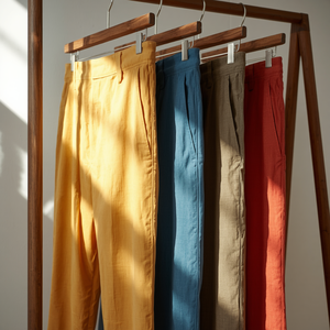 Pantalon Homme Léger en Tissu Peigné, Taille Mi-Haute, Teint Uni, Coupe Droite, Respirant, Décontracté, Service OEM - Product Image 3