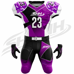 Uniforme de football américain personnalisé violet et noir pour hommes, maillot de jeu sublimé avec pantalon rembourré, numéro personnalisé, ensemble d'équipe de gridiron - Product Image 1