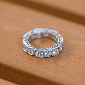 Anillo de Boda de Lujo con Diamantes CZ de Corte Brillante, Diseño Alternativo Cuadrado y Redondo, Engaste de Bisel, Plata de Ley 925, Regalo - Product Image 3