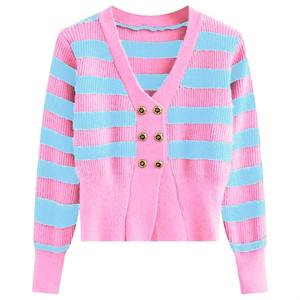 Cardigan en tricot acrylique pour femmes, broderie de sororité, sur mesure, style européen, col en V, séchage rapide, respirant - Product Image 5