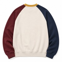 Sweat-shirt à col en V pour homme, manches raglan, polyester/coton, style preppy, coupe classique, automne, doublure non tissée, imprimé uni