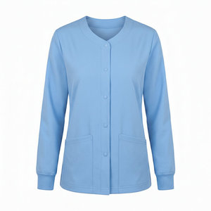 Blouse médicale personnalisée à col rond, boutonnage frontal à pression, manches longues, pour infirmières et médecins, prix de gros - Product Image 5