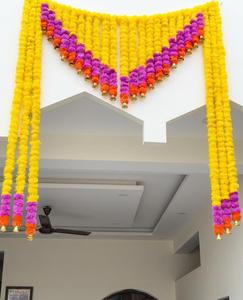 Guirnalda de Flores Artificiales de Caléndula para Puerta, Decoración de Entrada para Bodas, Banafsha, Decoración Festiva para el Hogar - Product Image 4