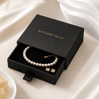 Boîte à bijoux minimaliste en crème avec tiroir coulissant, design écologique réutilisable, logo personnalisé, doublure en éponge, emballage cadeau