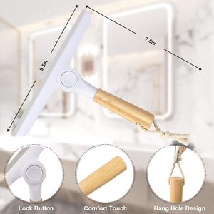 Tergivetro grigio da 9,5 pollici con manico in legno, strumento manuale per la pulizia di porte in vetro, parabrezza auto e porte doccia - Product Image 5