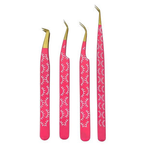 Juego de Pinzas para Pestañas Rosadas DANTRIC IMPLANTS, Diseño de Pestañas Blancas, Acero Inoxidable, Punta Suave y Duradera, Herramientas de Precisión para Pestañas - Product Image 1