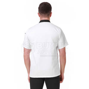 Veste de chef professionnelle respirante et légère à manches courtes, tenue de travail de cuisine, polyester/coton durable, restaurant et bar - Product Image 5