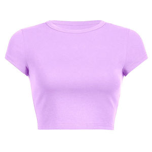 T-shirt court d'été pour femme, streetwear, logo personnalisé, couleur unie, col rond, manches courtes, 100% coton respirant - Product Image 2