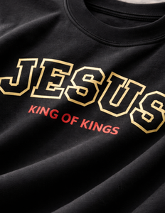 T-shirt en coton noir surdimensionné pour homme de haute qualité, imprimé JESUS Roi des Rois, streetwear décontracté, mode estivale, t-shirt graphique - Product Image 6