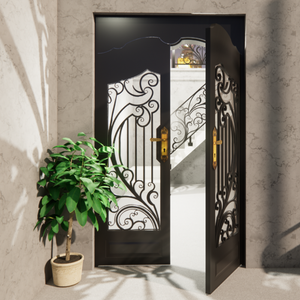 Porte d'entrée en fer forgé sur mesure, finition élégante, porte d'entrée pour maison, durable, imperméable, pour usage intérieur/extérieur - Product Image 6