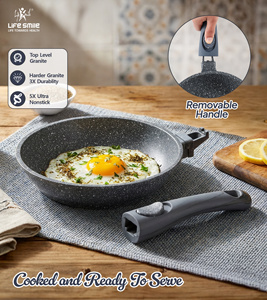 Ensemble complet de casseroles en granit Life Smile avec couvercles à rebord en silicone, poignées amovibles, antiadhésives, compatibles induction - Product Image 6