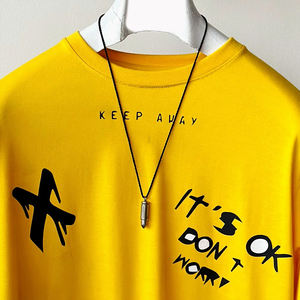 T-shirt pour homme en polyester/coton tricoté de haute qualité, col en V, impression par sublimation, écologique, coupe ample - Product Image 2