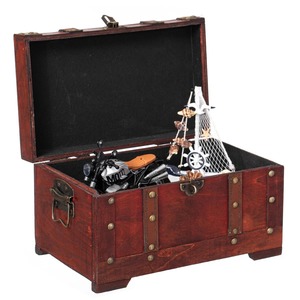 Premium Wooden Trunk Box With Metal Look Finished And Handles Vintage <b>Storage</b> <b>Chest</b> Ideal For Home Decor And Organization - Product Image 6