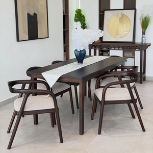 Premium Teak <b>Dining</b> <b>Table</b> Set with Curved Scandinavian Chair for Modern Interior Furniture - Product Image 1
