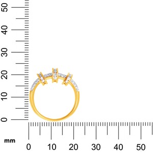 Anillo Abierto Geométrico de Diamantes Naturales en Oro Amarillo de 18K de Lujo para Mujer, Elegante Joyería Fina para Aniversario de Bodas - Product Image 5