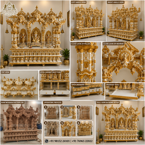Super Large Size Swaminarayan White Golden <b>Mandir</b> for Home Premium Hand-Carved Teak Wood Puja Temple Custom Wooden Ghar <b>Mandir</b> - Product Image 6