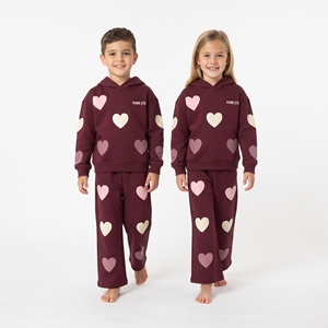 Conjunto Deportivo con Capucha y Diseño de Corazón para Niños y Niñas, Pantalones Anchos, Ropa Deportiva Informal, Conjuntos Deportivos a Juego, Venta al Por Mayor - Product Image 3