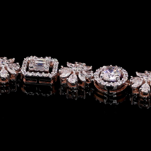 Luxury Halo Diamond Floral <b>Bracelet</b> Round Cut Lab Grown Diamonds 925 Sterling <b>Silver</b> 10K 14K 18K <b>Solid</b> Gold Fine Jewelry - Product Image 2