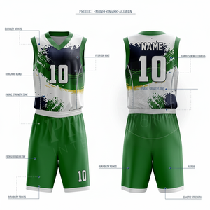Ensemble d'uniformes de basketball personnalisés en tissu pour l'entraînement – Maillot et short athlétiques confortables pour hommes, femmes et joueurs adolescents - Product Image 2