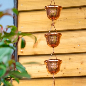 Cadena de Lluvia Octogonal de Metal con Borde Acanalado de Cobre, Acabado con Recubrimiento en Polvo, Arte Decorativo Moderno y Personalizable para Hogar, Jardín y Uso en Exteriores - Product Image 2