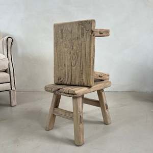 Rustic Reclaimed <b>Wood</b> Rectangle Footstool Vintage Solid Timber Low Milking <b>Bench</b> Wabi Sabi Small Plant Stand Bedroom Living Room - Product Image 1