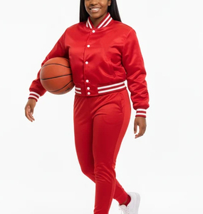 Hot Selling Trendy Outfit <b>Women</b> Satin Crop <b>Jacket</b> Full Sleeves <b>Women</b> Satin <b>Varsity</b> <b>Jackets</b> - Product Image 3